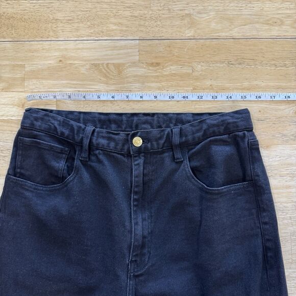 Roucha Dobell Black Denim Barrel Jeans High Rise Crop Cool Size AA 4/6 Short EUC - Picture 6 of 13